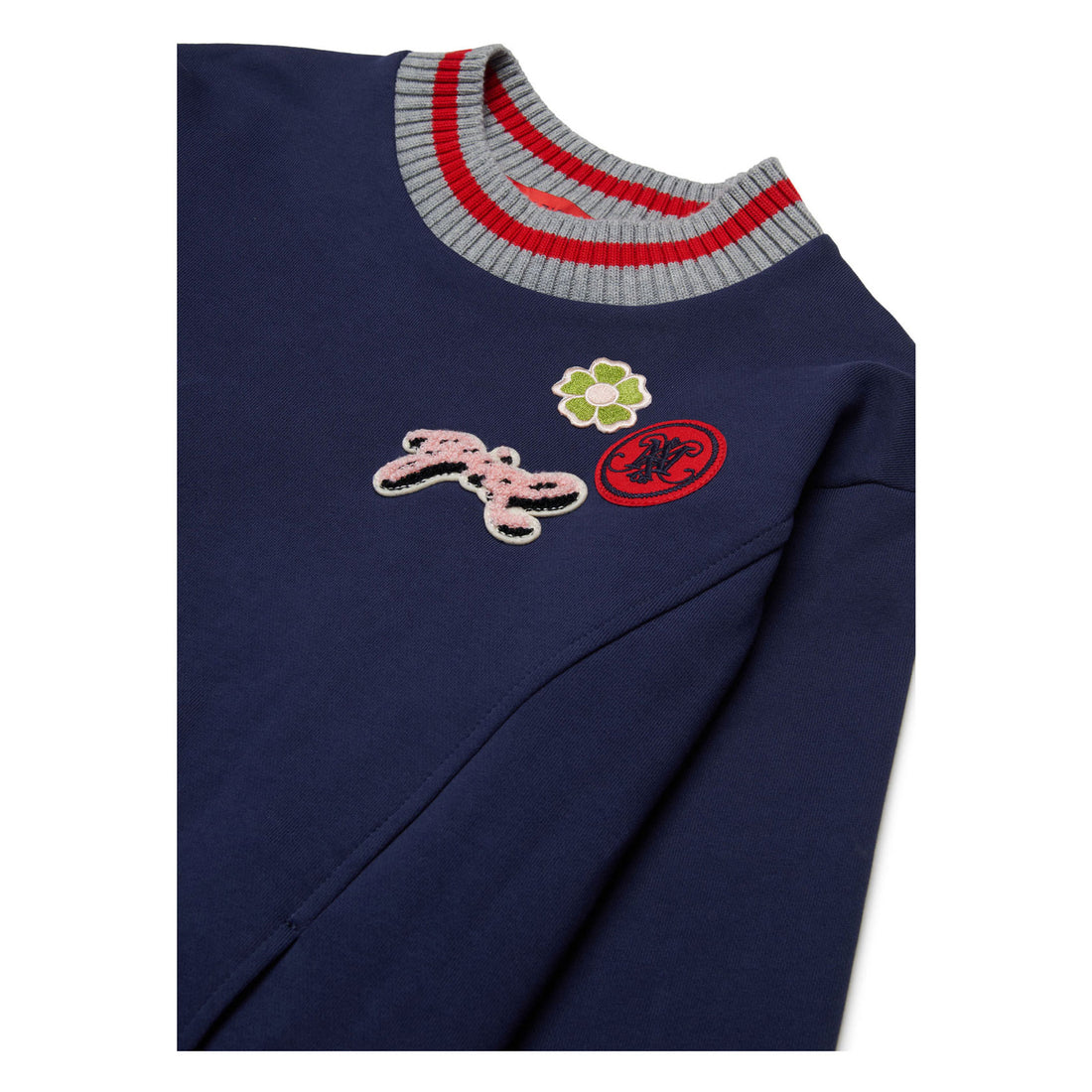 Max and Co Night Blue Sweater Dress With College Patches