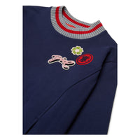 Max and Co Night Blue Sweater Dress With College Patches