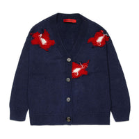 Max and Co Night Blue Wool Blend Cardigan With Flowers