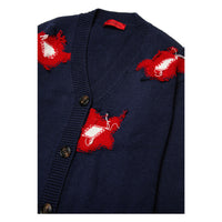Max and Co Night Blue Wool Blend Cardigan With Flowers
