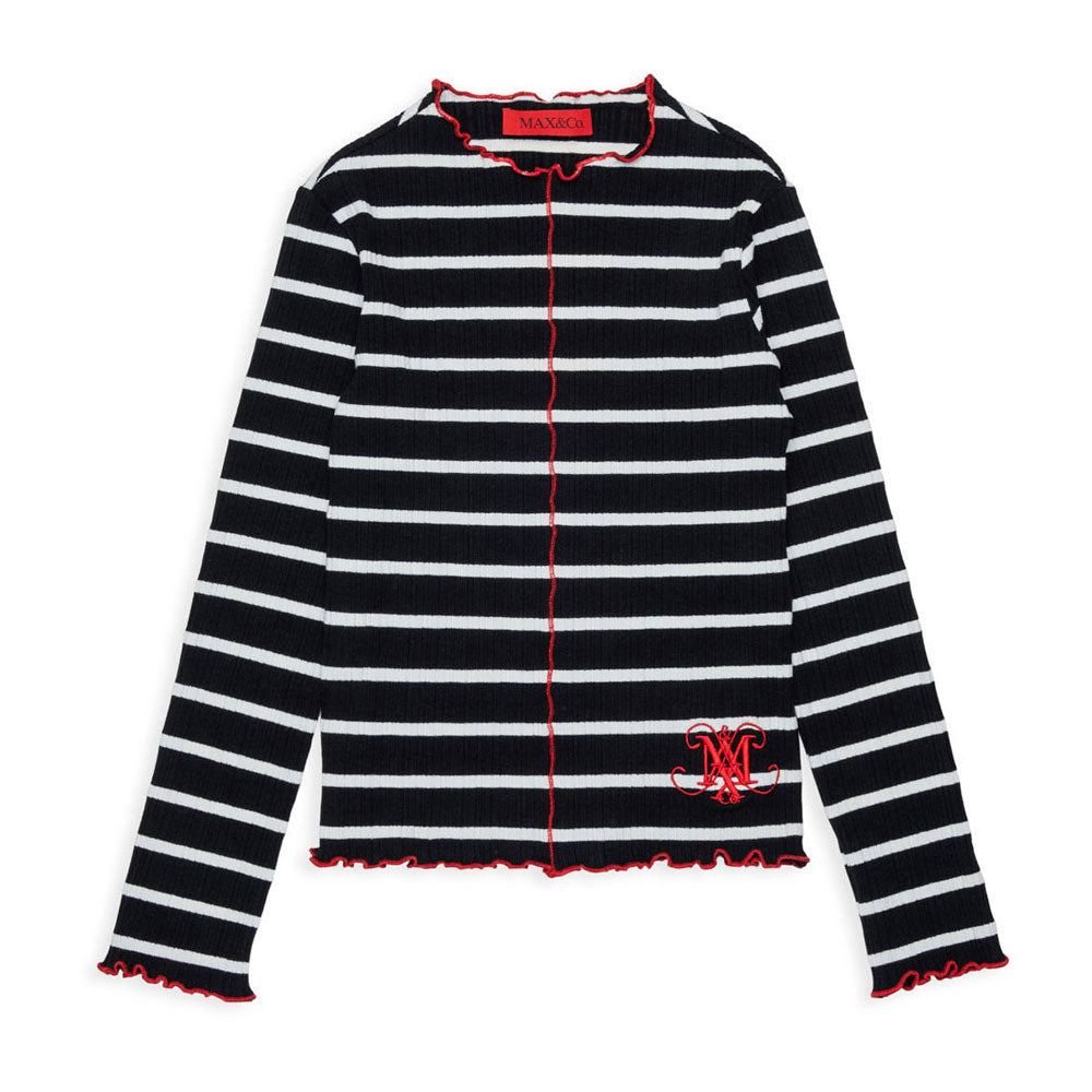 Max and Co Black/White Stripe Ribbed Tee