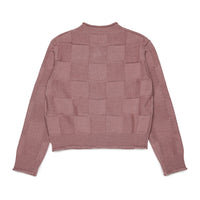 Max and Co Mauve Checkered Pattern Knit Sweater