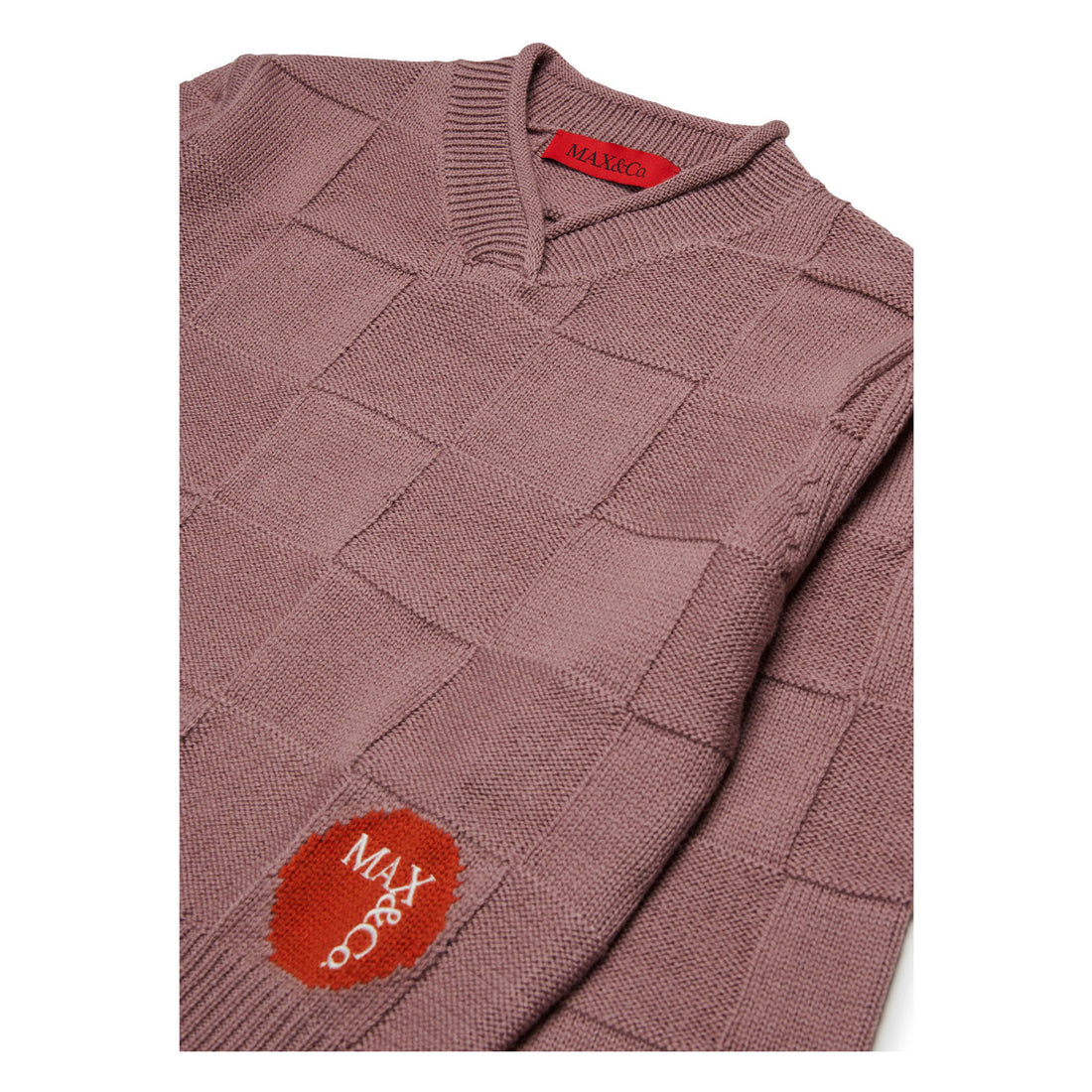 Max and Co Mauve Checkered Pattern Knit Sweater