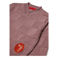 Max and Co Mauve Checkered Pattern Knit Sweater
