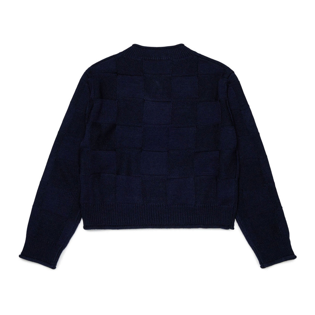 Max and Co Navy Checkered Pattern Knit Sweater