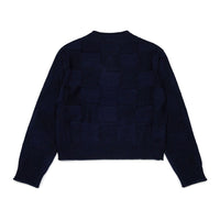 Max and Co Navy Checkered Pattern Knit Sweater