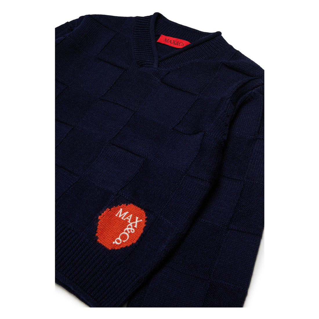 Max and Co Navy Checkered Pattern Knit Sweater