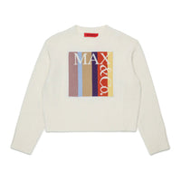 Max and Co Ivory Multi Color Square Logo sweater