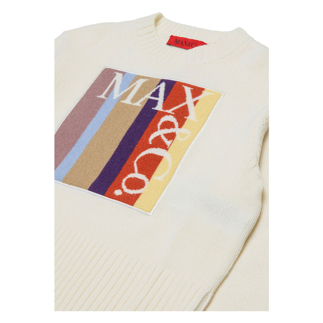 Max and Co Ivory Multi Color Square Logo sweater