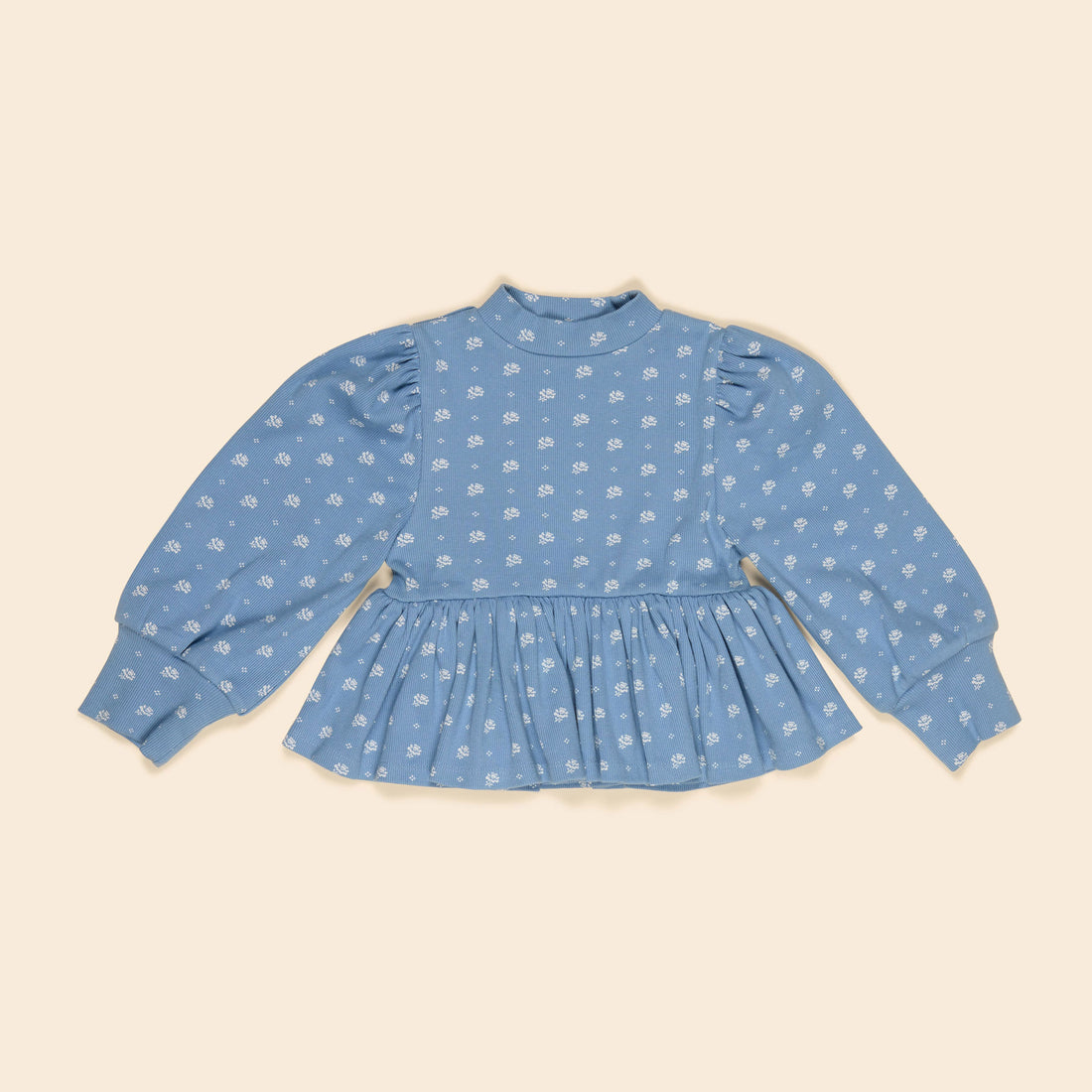 Apolina  Mountain Calico Blue Mya Peplum Jersey Top