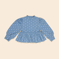 Apolina  Mountain Calico Blue Mya Peplum Jersey Top