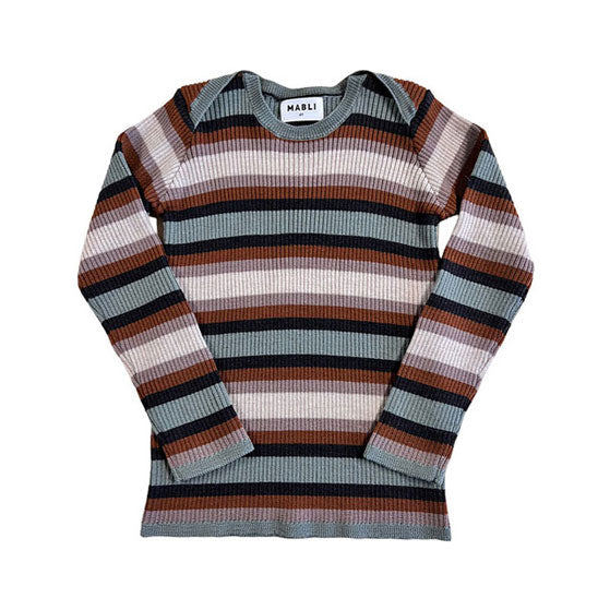 Mabli  Duck Egg Stripe Rib Sylfaen Pullover