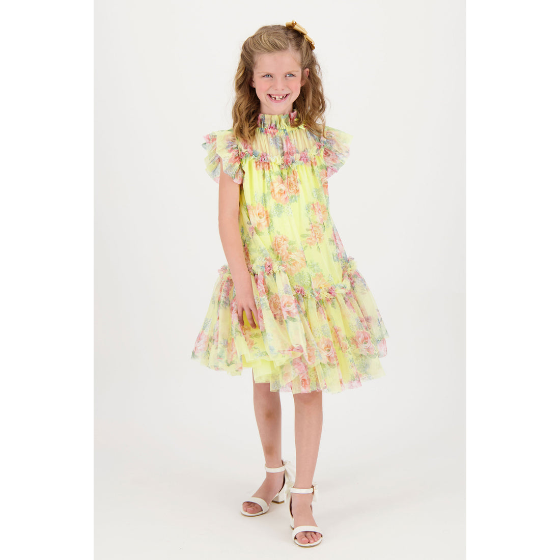 Angels Face Sherbert Marigold Flower Tulle Dress