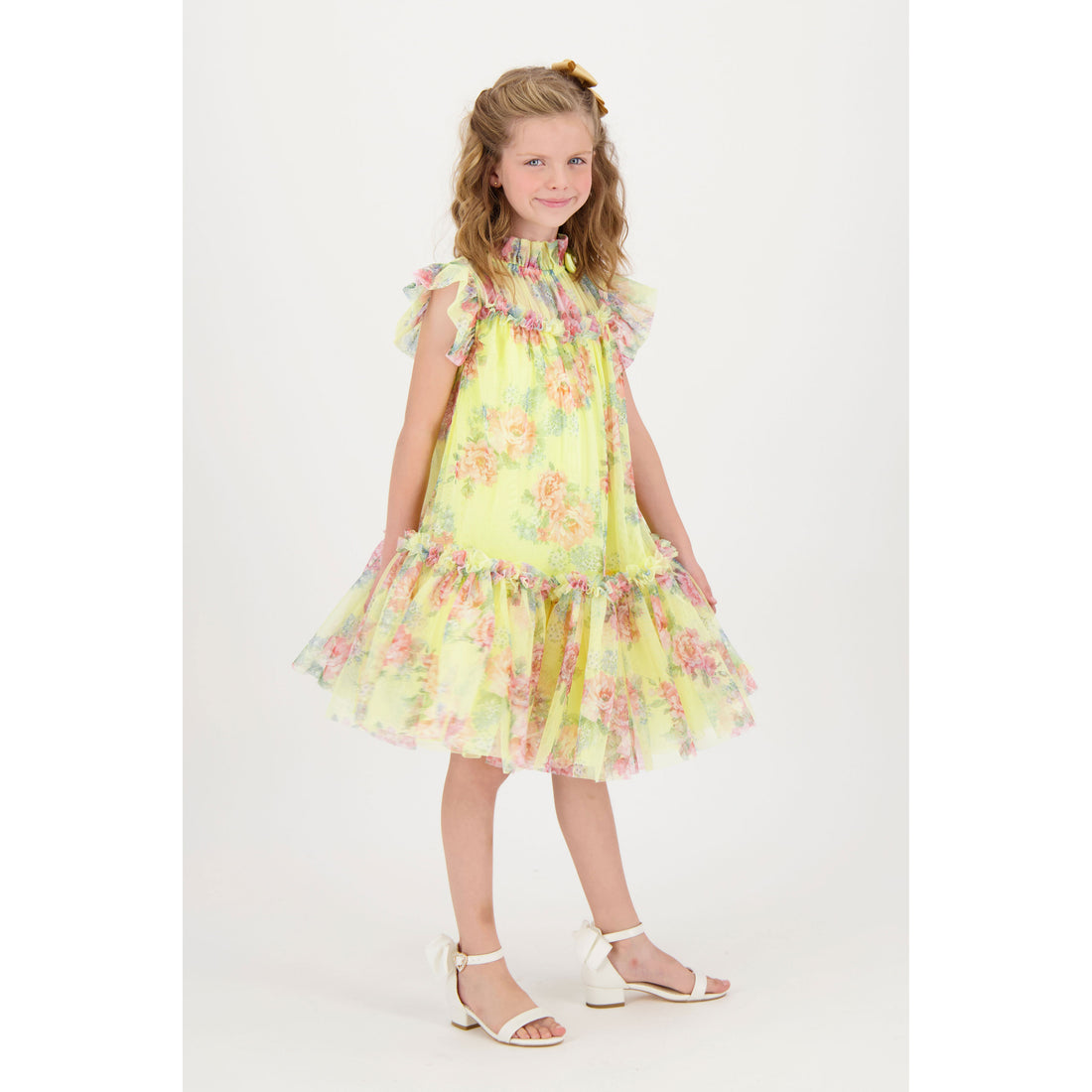 Angels Face Sherbert Marigold Flower Tulle Dress