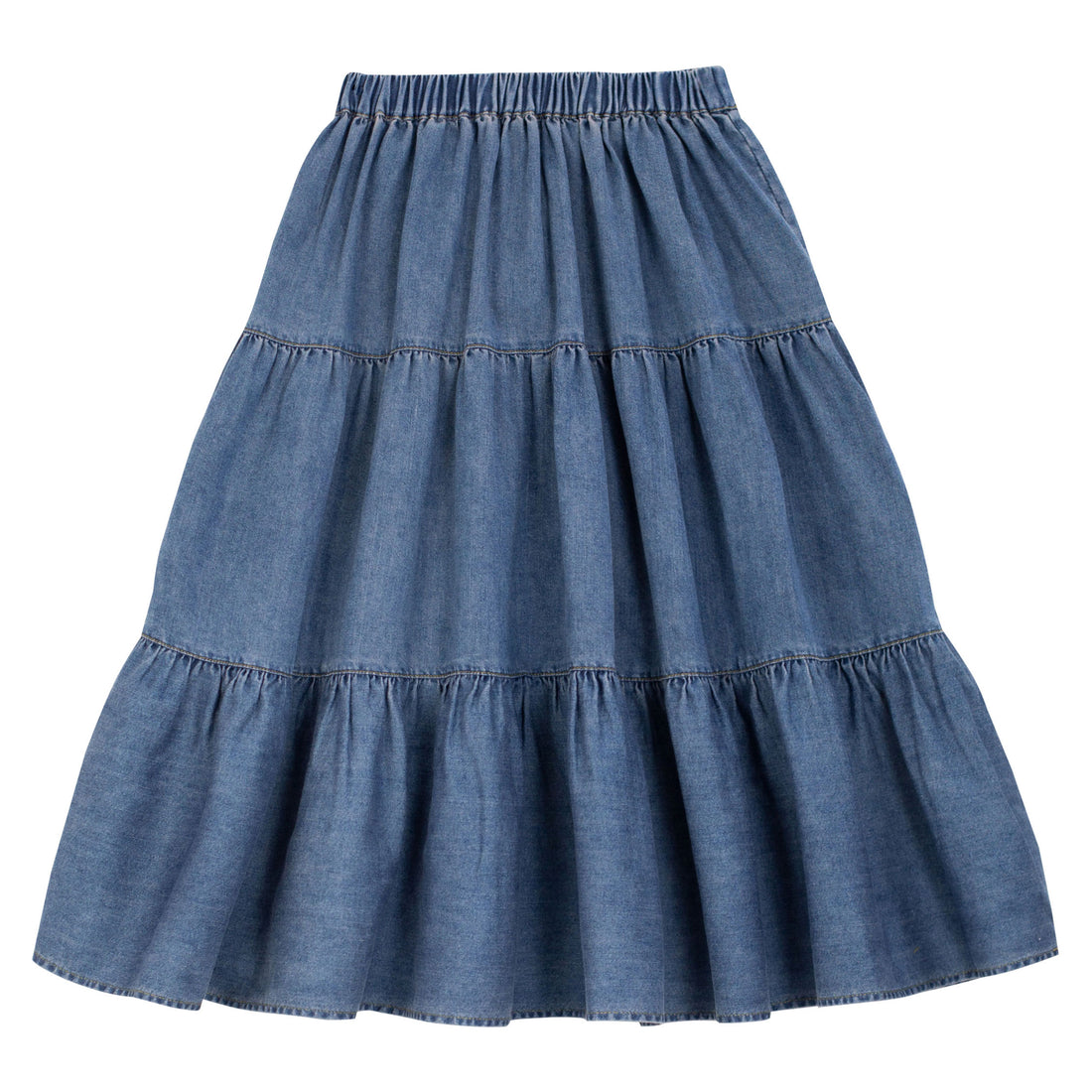 Cera Una Volta Denim Blue Maryjane Skirt