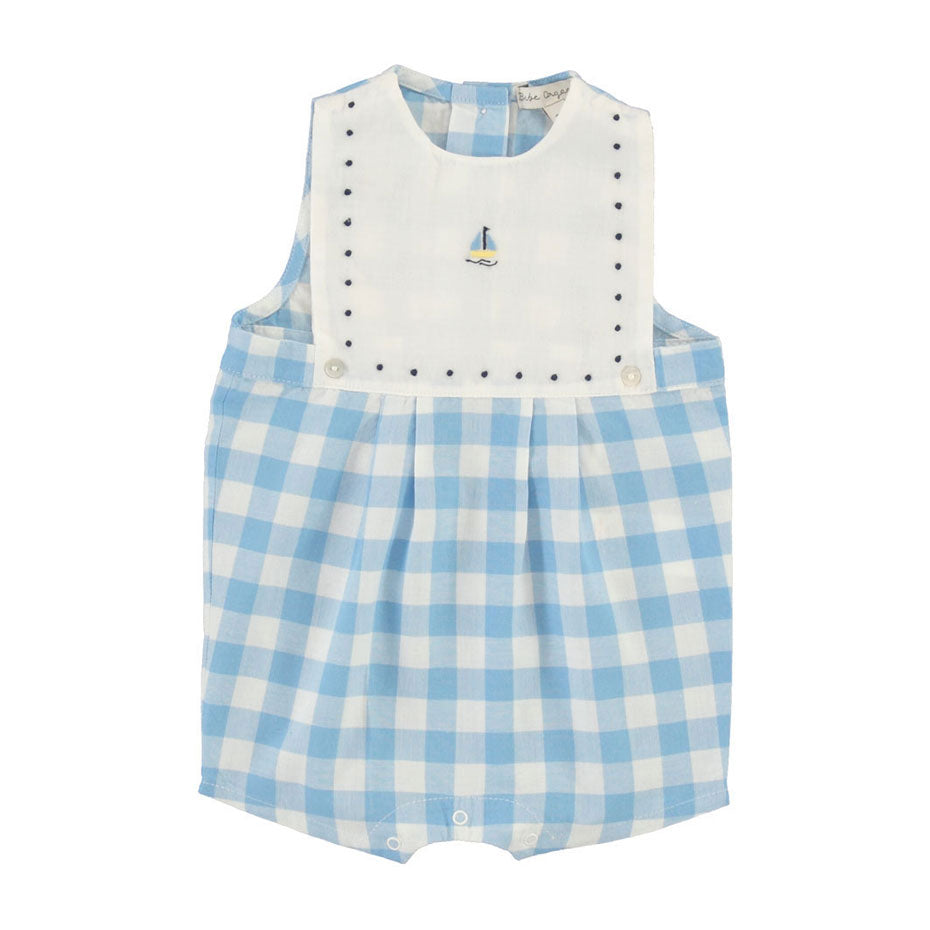 Bebe Organic Sailor Check Mateus Romper