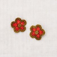 Misha and Puff Medium Flower Clip Set - Red Flame/Antique Brass