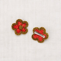 Misha and Puff Medium Flower Clip Set - Red Flame/Antique Brass
