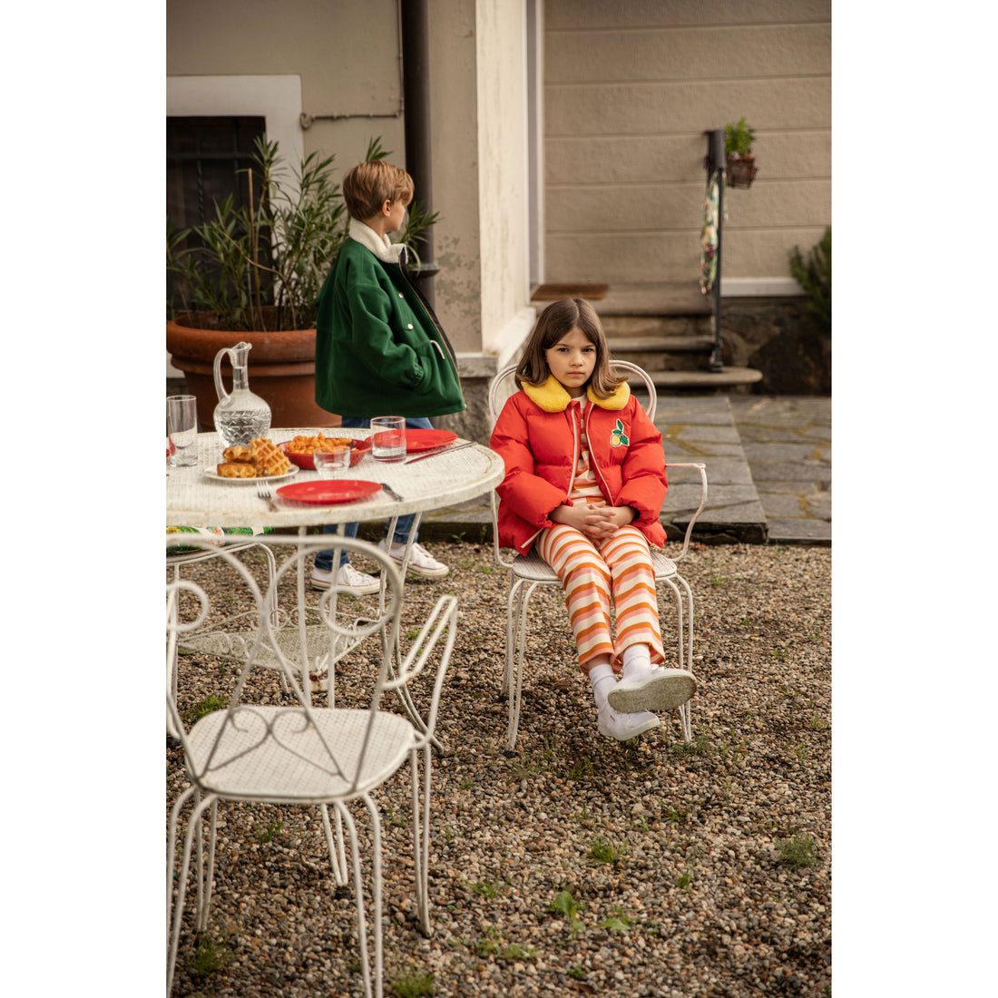 Mini Rodini Red Lemons Faux Fur Collar Puffer – Ladida