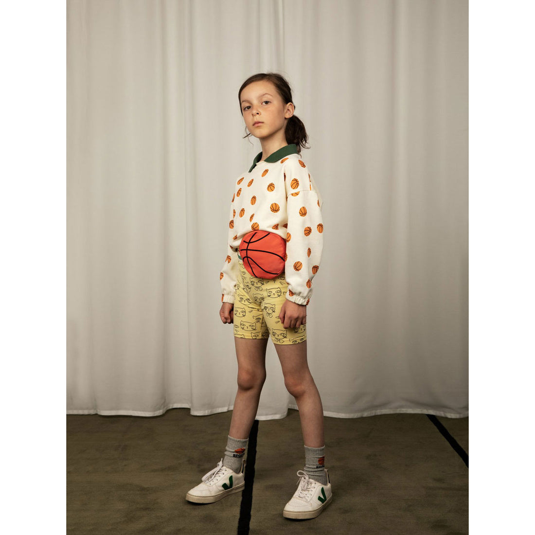 Mini Rodini Offwhite Basketball Aop Collar Sweatshirt