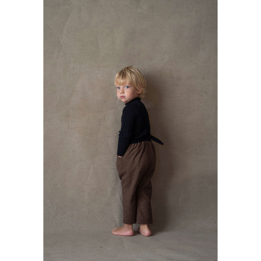 Popelin Brown Micro Herringbone Dungarees – Ladida