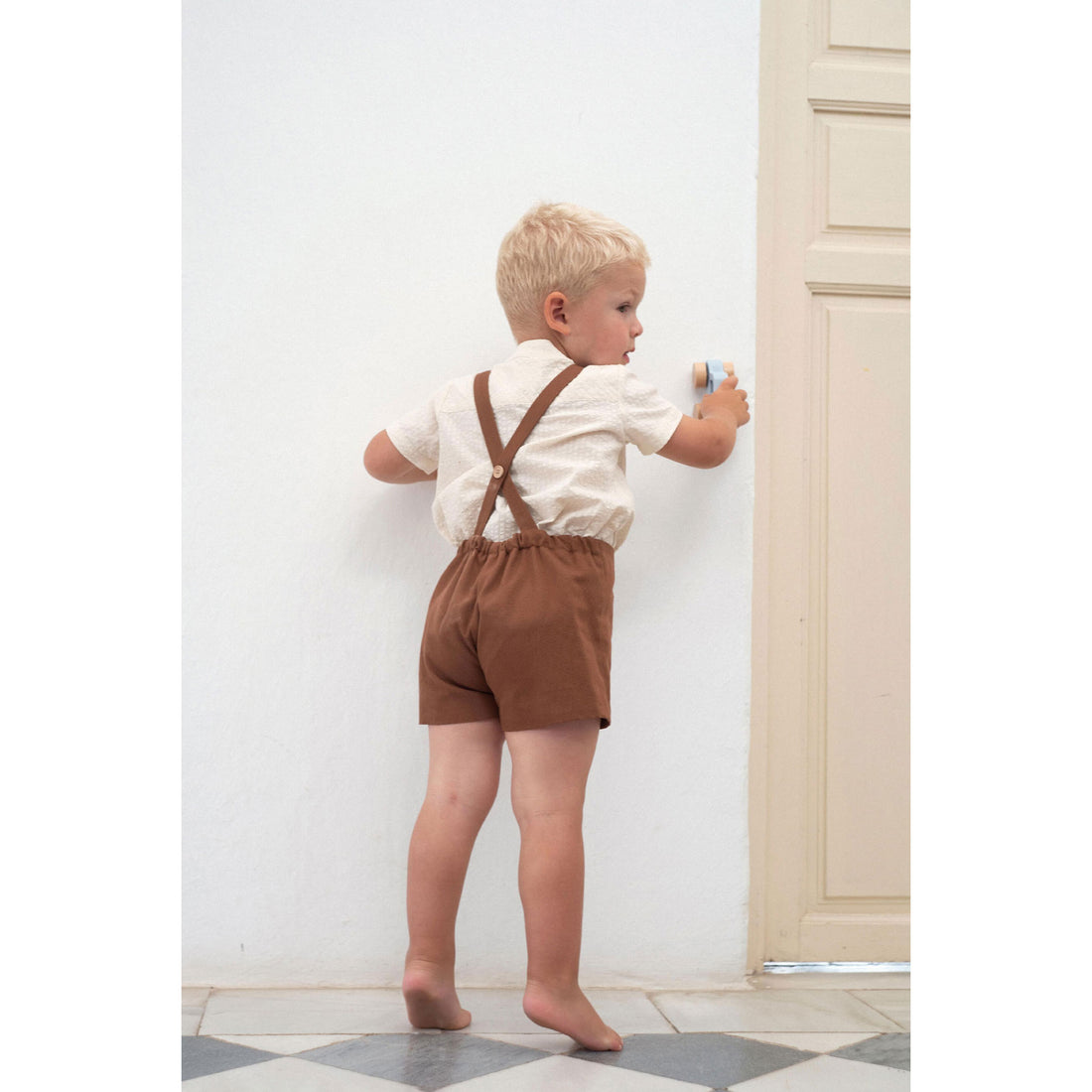 Popelin Terracotta Panelled Dungarees