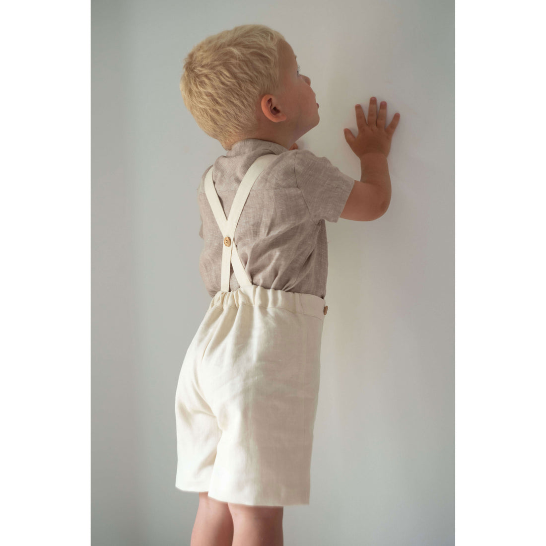Popelin Off White Linen Dungarees