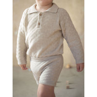 Popelin Beige Textured Knit Romper
