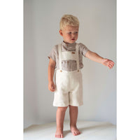 Popelin Off White Linen Dungarees