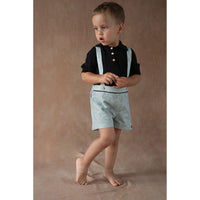 Popelin Black Fleck Suspender Shorts