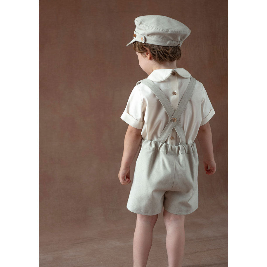 Popelin Sand Oxford Suspender Shorts