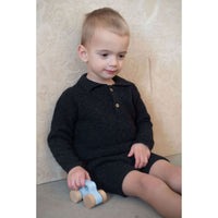 Popelin Dark Grey Textured Knit Romper