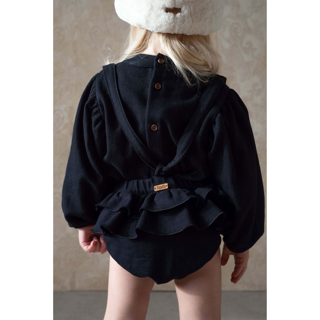 Popelin Black Double Frill Romper
