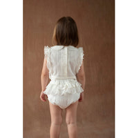 Popelin White Collar Ruffle Top