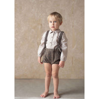 Popelin Brown Plaid Wool Romper