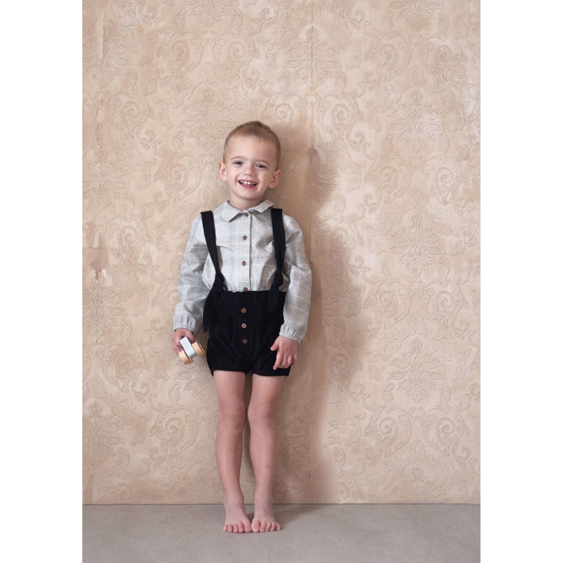 Popelin Black Corduroy Romper