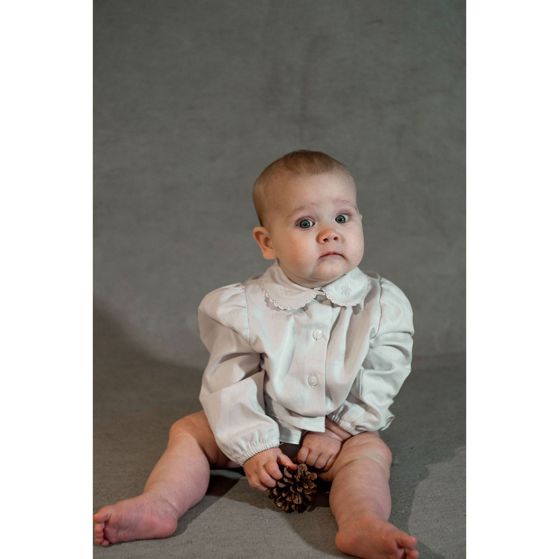 Popelin Off White Collared Blouse