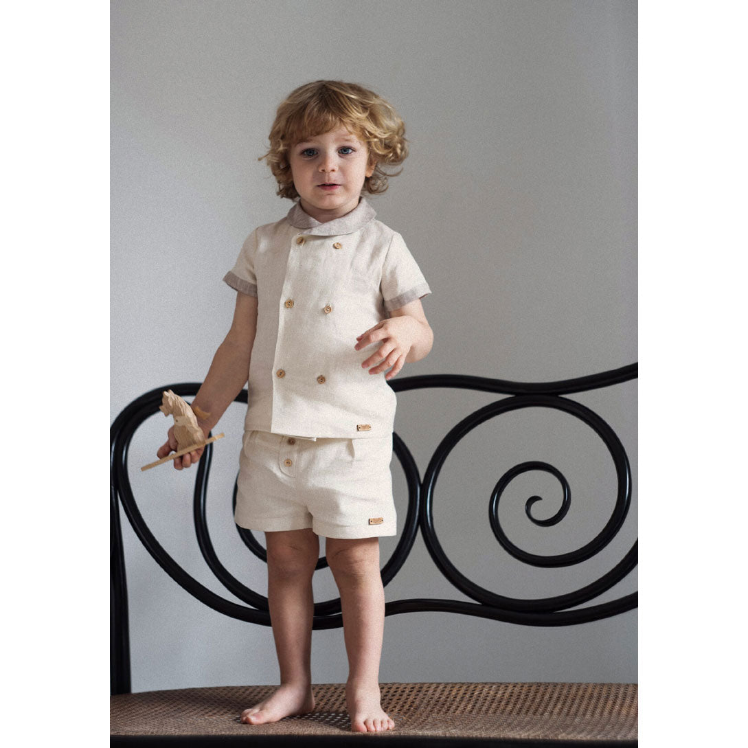Popelin Sand Collar Linen Shirt