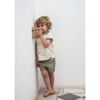 Popelin Green Collar Linen Shirt