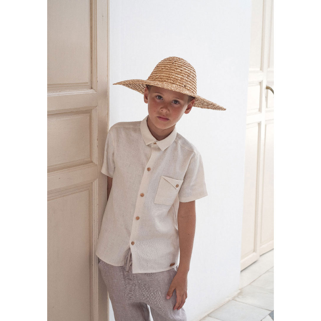 Popelin Off White Linen Shirt
