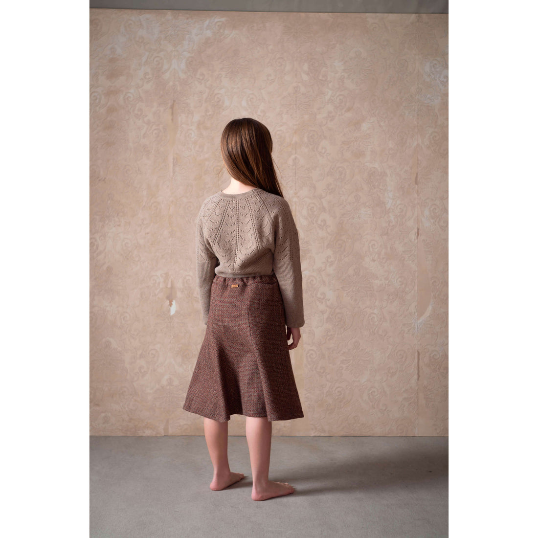 Popelin Camel Openwork Knit Pullover