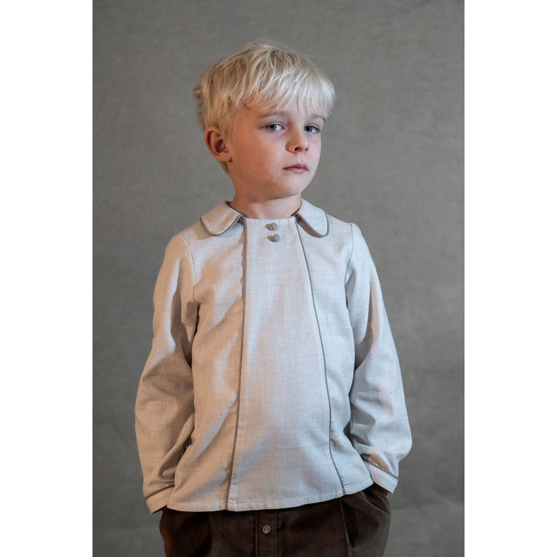 Popelin Sand Panelled Blouse
