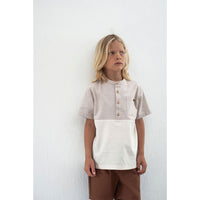 Popelin Sand Mandarin Collar Shirt