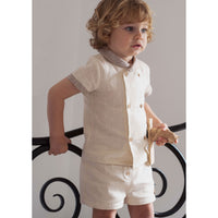 Popelin Off-White Linen Shorts