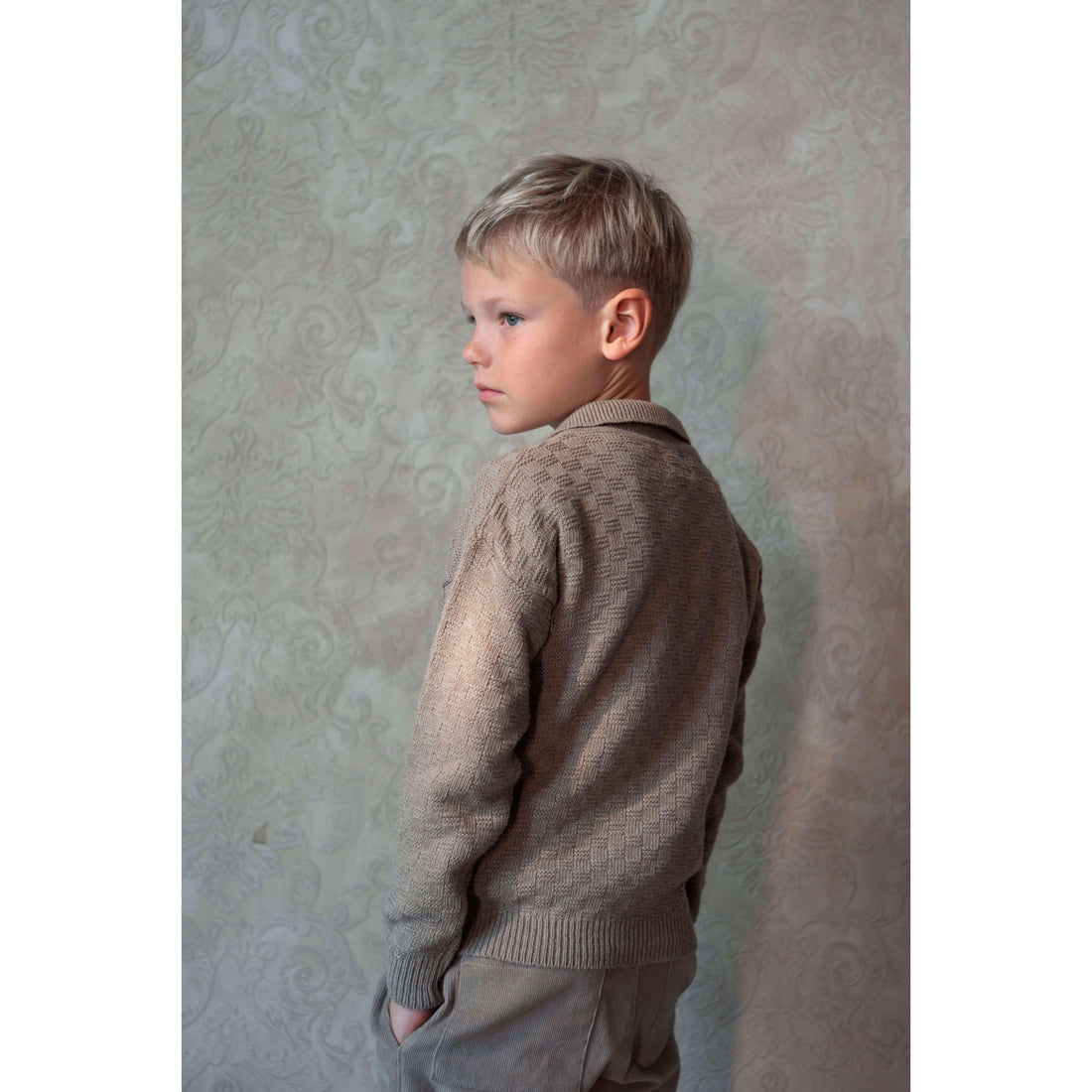 Popelin Camel Textured Knit Polo