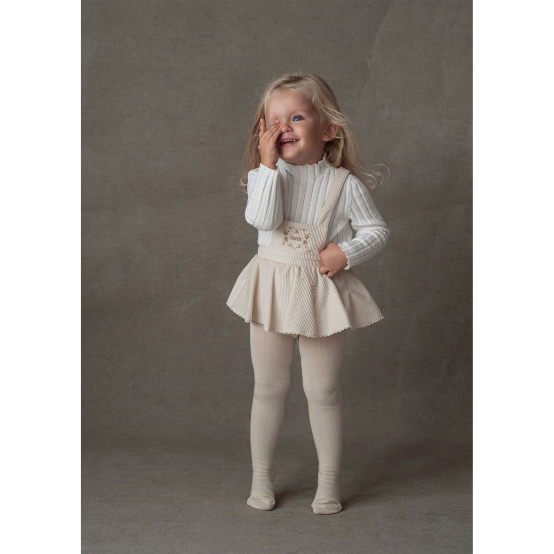 Popelin Off White Funnel Collar Rib Pullover