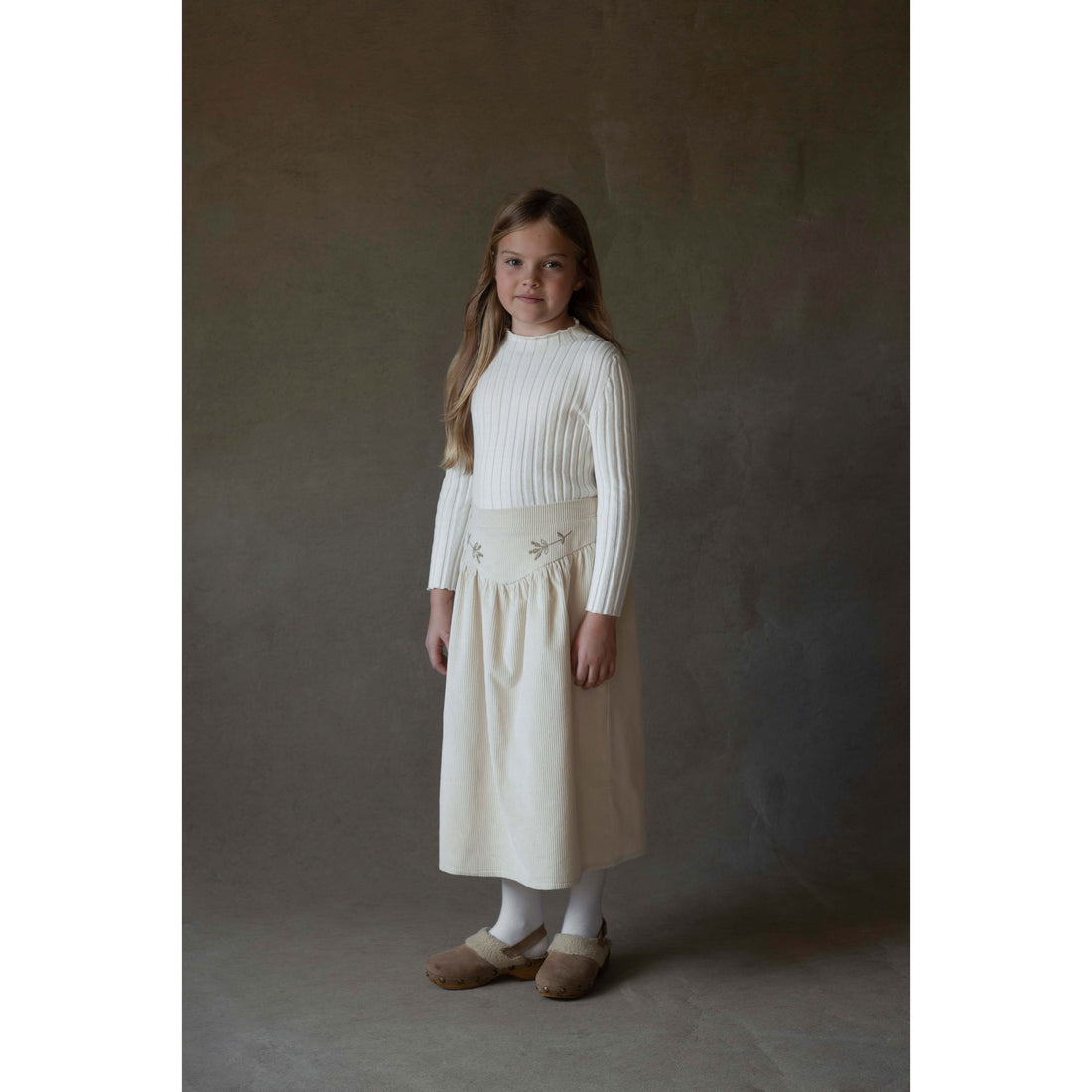 Popelin Off White Funnel Collar Rib Pullover