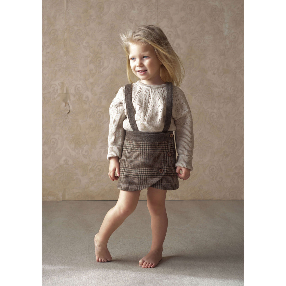 Popelin Brown Plaid Crossover Skirt