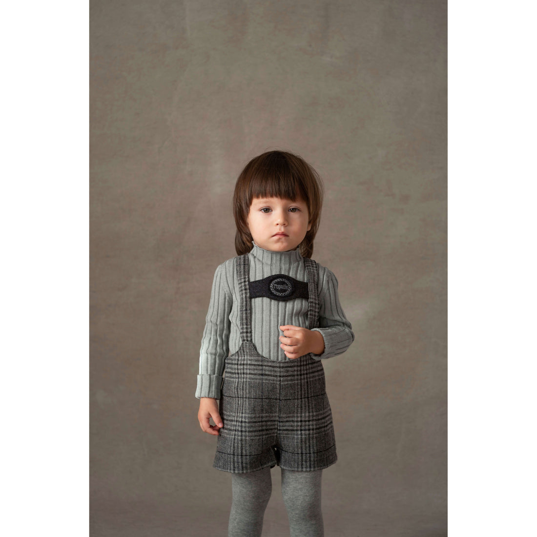 Popelin Grey Melange Funnel Collar Rib Pullover