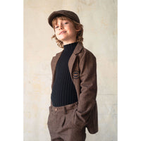 Popelin Black Funnel Collar Rib Pullover